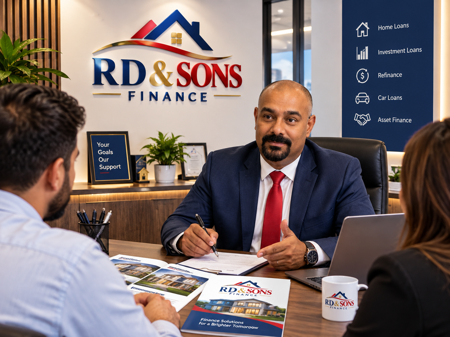 Financial advisor consulting with clients about home loans